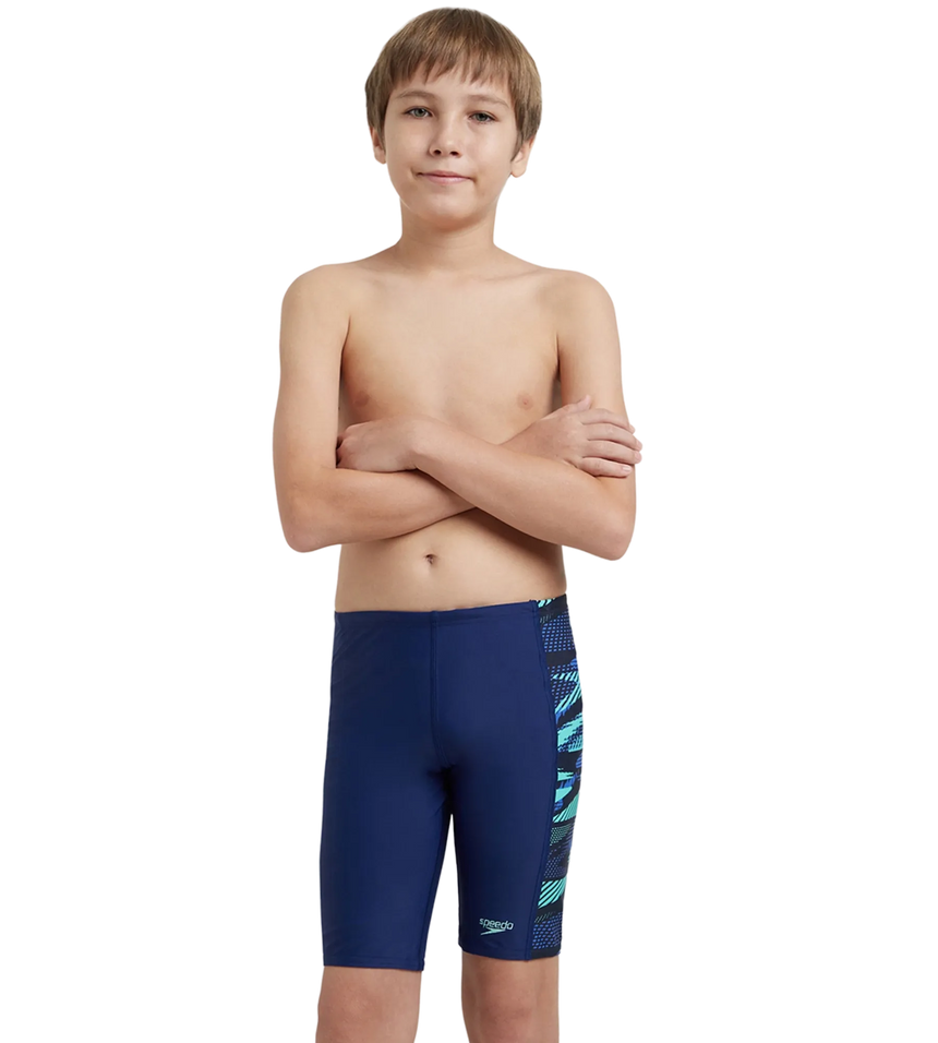 Boy's Endurance10 Side Panel Hyperboom Print Jammer - Harmony, True Navy & Cobalt Pop