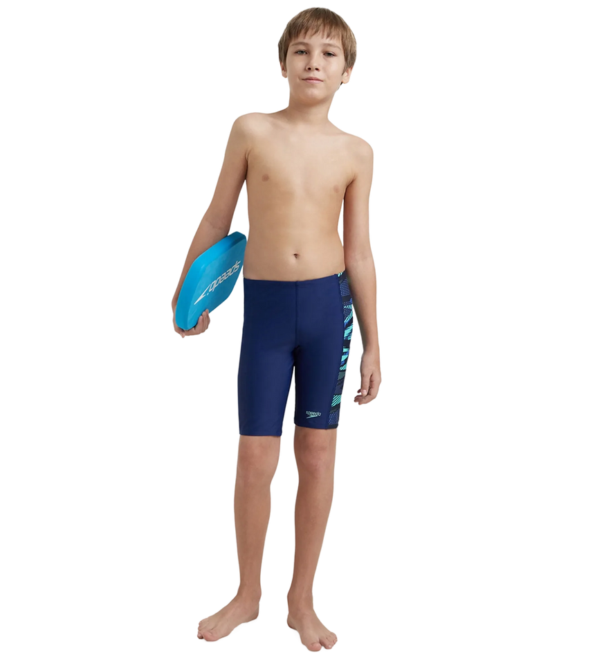 Boy's Endurance10 Side Panel Hyperboom Print Jammer - Harmony, True Navy & Cobalt Pop