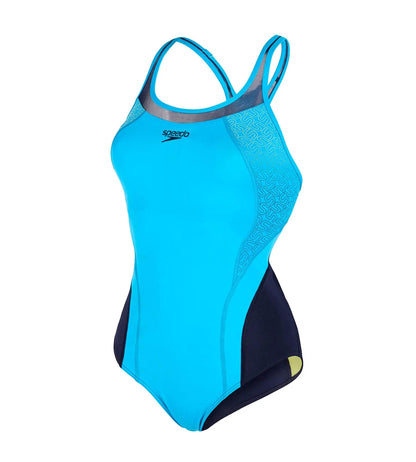 Women's Endurance+ Pinnacle Kickback One Piece Swimwear - Blue & Navy_4