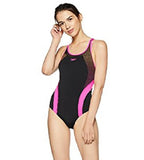 Women's Polyester Pinnacle Kickback One Piece Swimwear - Black & Pink