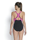Women's Polyester Pinnacle Kickback One Piece Swimwear - Black & Pink