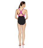 Women's Polyester Pinnacle Kickback One Piece Swimwear - Black & Pink