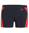 Men's Polyester Monogram Graphic Print Splice Aquashort - Navy & Lobster