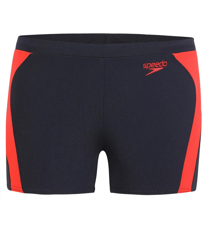 Men's Polyester Monogram Graphic Print Splice Aquashort - Navy & Lobster