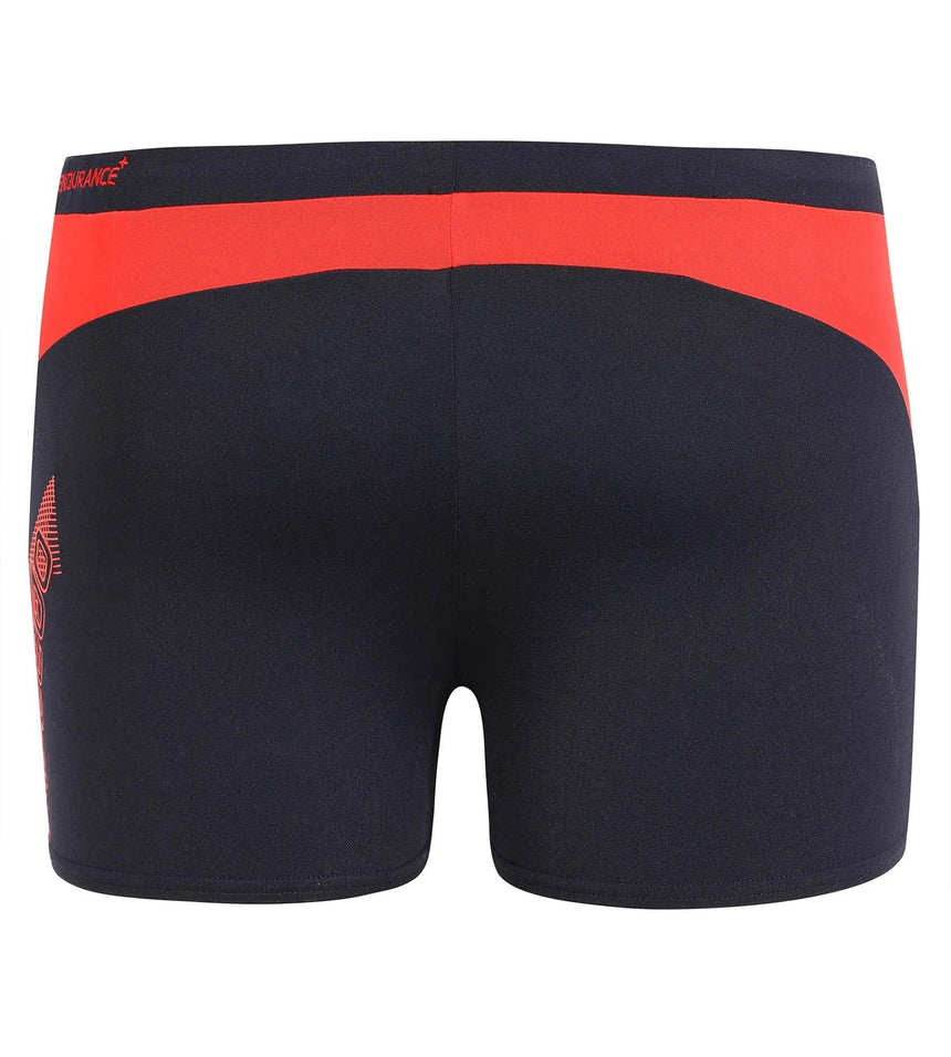 Men's Polyester Monogram Graphic Print Splice Aquashort - Navy & Lobster