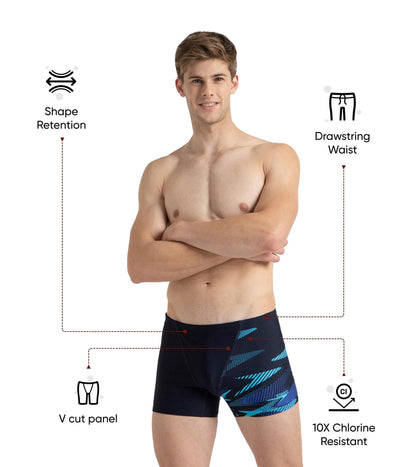 Men's Endurance10 Hyperboom Print V-Cut Aquashort - True Navy, Cobalt Pop & Picton Blue