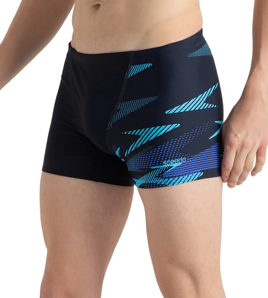 Men's Endurance10 Hyperboom Print V-Cut Aquashort - True Navy, Cobalt Pop & Picton Blue