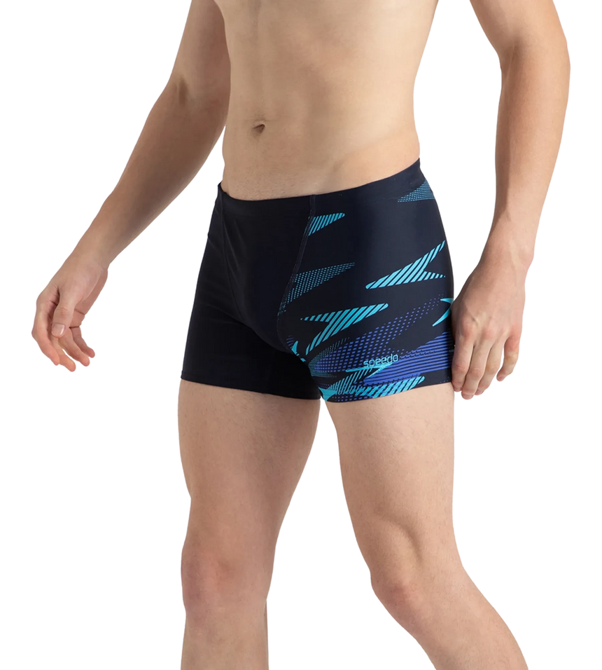 Men's Endurance10 Hyperboom Print V-Cut Aquashort - True Navy, Cobalt Pop & Picton Blue