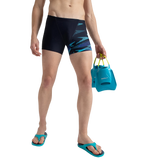 Men's Endurance10 Hyperboom Print V-Cut Aquashort - True Navy, Cobalt Pop & Picton Blue