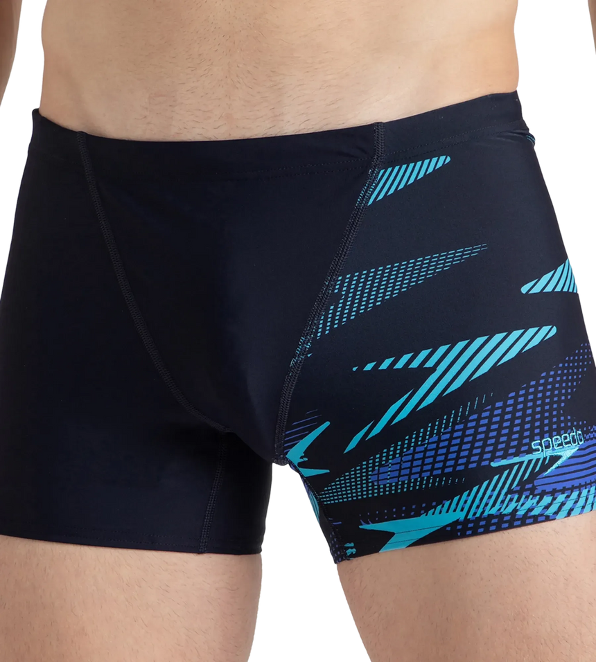 Men's Endurance10 Hyperboom Print V-Cut Aquashort - True Navy, Cobalt Pop & Picton Blue