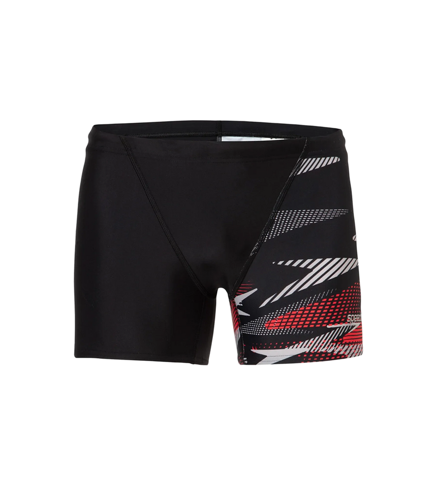 Men's Endurance10 Hyperboom Print V-Cut Aquashort - Black, High Risk Red & Monument