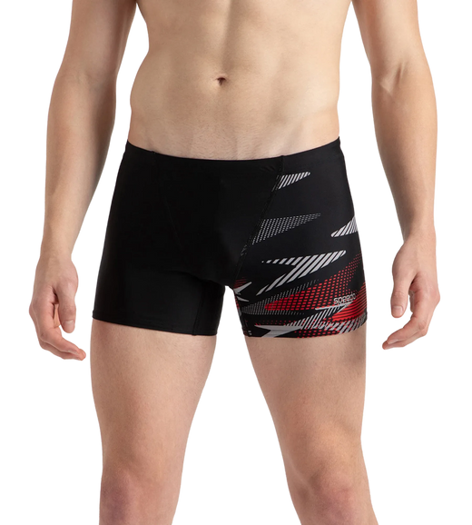 Men's Endurance10 Hyperboom Print V-Cut Aquashort - Black, High Risk Red & Monument