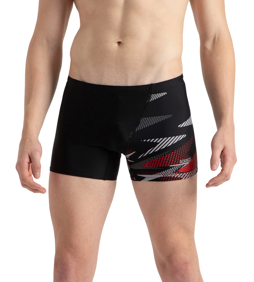 Men's Endurance10 Hyperboom Print V-Cut Aquashort - Black, High Risk Red & Monument