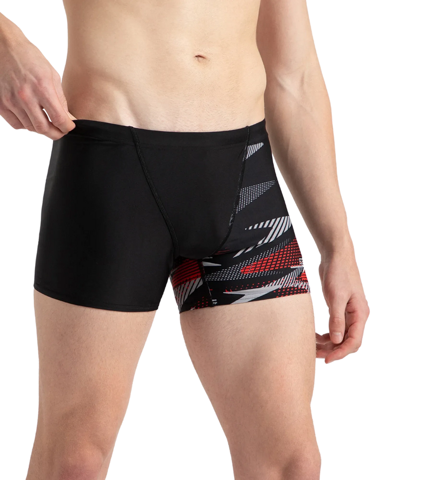 Men's Endurance10 Hyperboom Print V-Cut Aquashort - Black, High Risk Red & Monument
