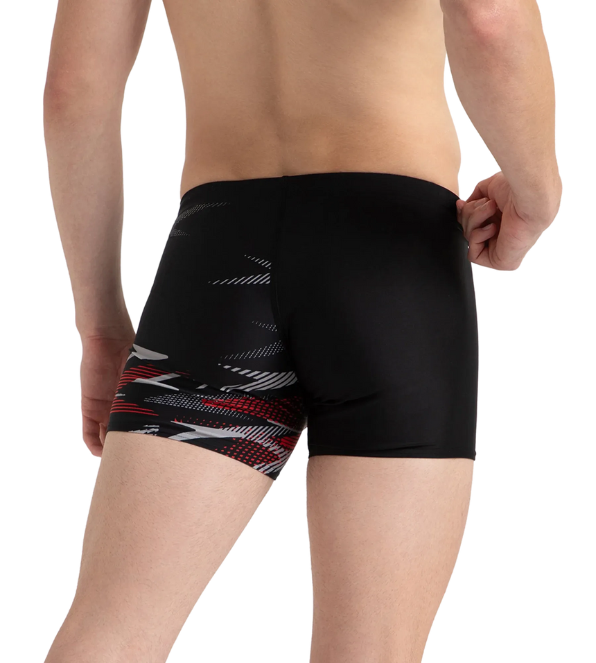 Men's Endurance10 Hyperboom Print V-Cut Aquashort - Black, High Risk Red & Monument