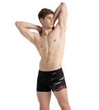 Men's Endurance10 Hyperboom Print V-Cut Aquashort - Black, High Risk Red & Monument