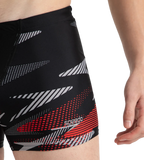 Men's Endurance10 Hyperboom Print V-Cut Aquashort - Black, High Risk Red & Monument