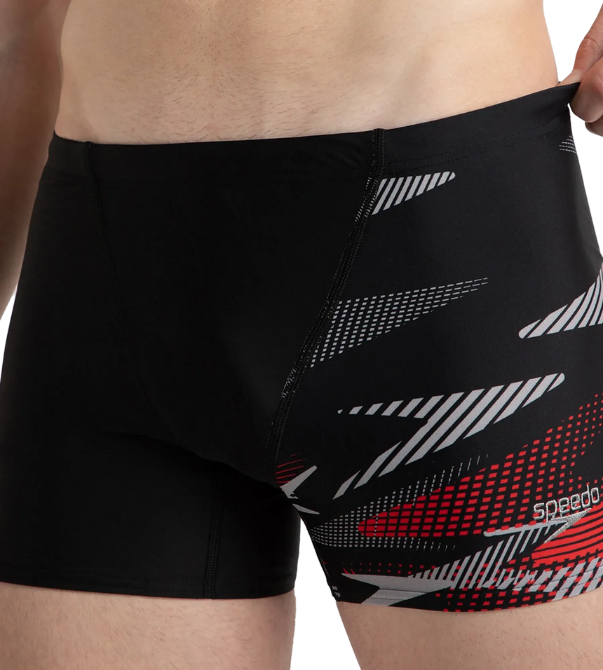 Men's Endurance10 Hyperboom Print V-Cut Aquashort - Black, High Risk Red & Monument