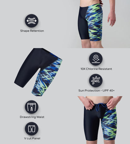 Men's Endurance10 Hyperboom Print V-Cut Jammer - True Navy & Deep Saffire