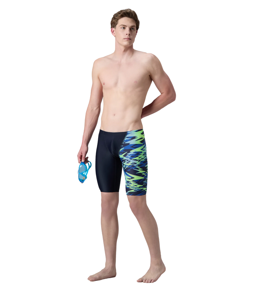 Men's Endurance10 Hyperboom Print V-Cut Jammer - True Navy & Deep Saffire