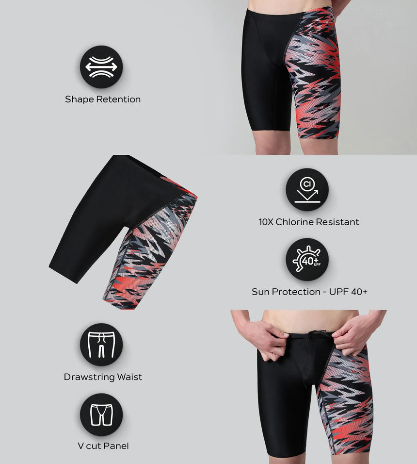 Men's Endurance10 Hyperboom Print V-Cut Jammer - Black & High Risk Red