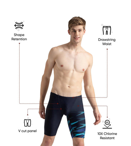 Men's Endurance10 Hyperboom Print V-Cut Jammer - True Navy, Cobalt Pop & Picton Blue