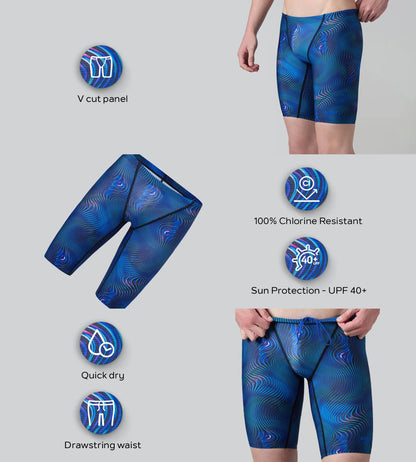 Men's Endurance+ Digital Print V-Cut Jammer - Antracite & Deep Sapphire