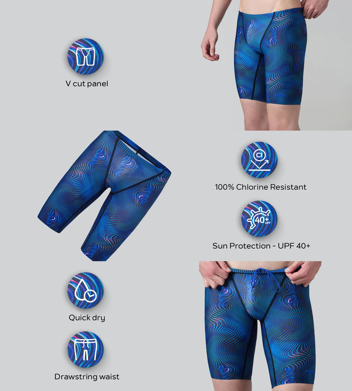 Men's Endurance+ Digital Print V-Cut Jammer - Antracite & Deep Sapphire