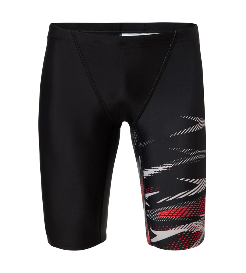 Men's Endurance10 Hyperboom Print V-Cut Jammer - Black, High Risk Red & Monument