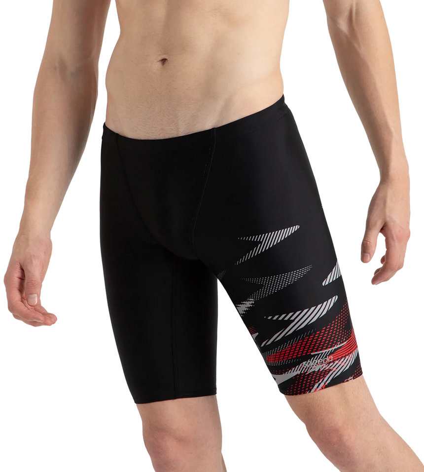 Men's Endurance10 Hyperboom Print V-Cut Jammer - Black, High Risk Red & Monument