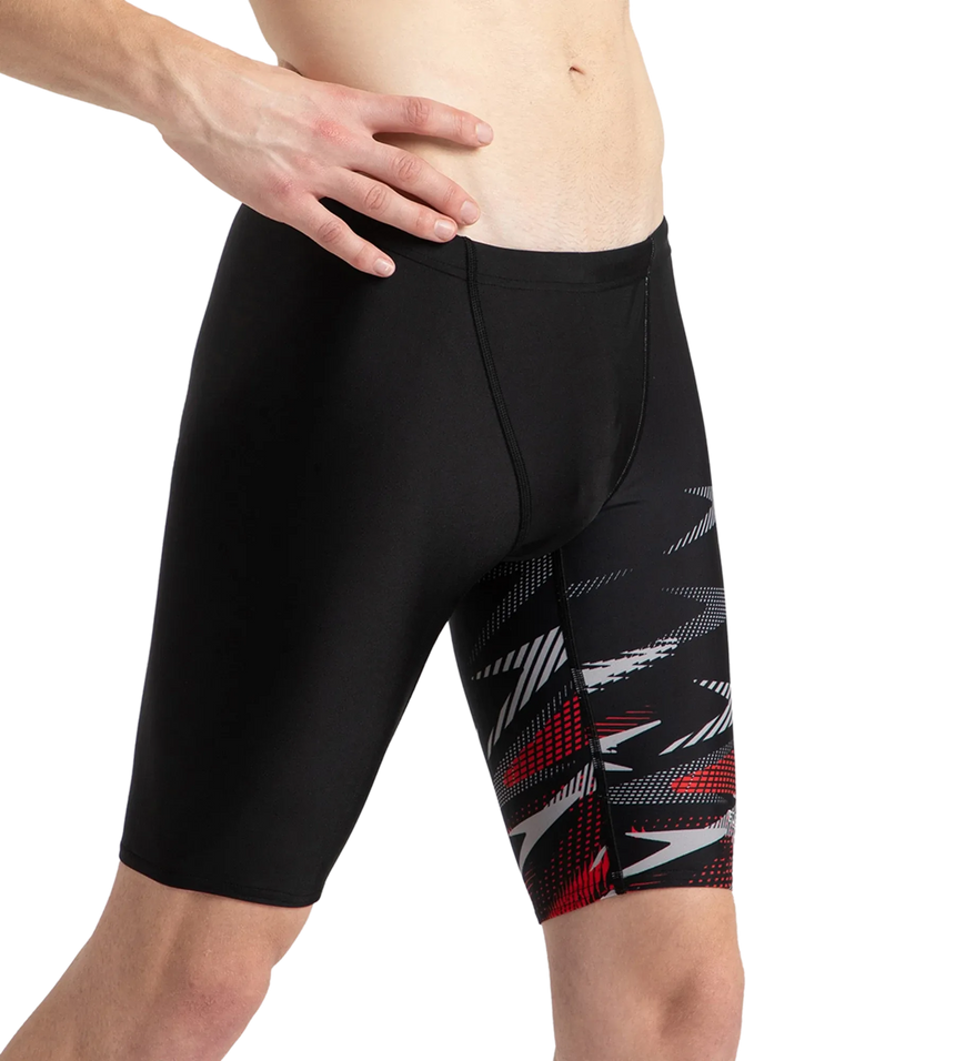 Men's Endurance10 Hyperboom Print V-Cut Jammer - Black, High Risk Red & Monument