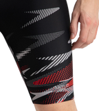 Men's Endurance10 Hyperboom Print V-Cut Jammer - Black, High Risk Red & Monument