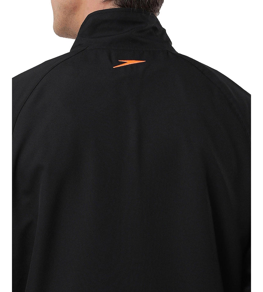 Men's 100% Polyester Quick Dry Track Jacket - Black & Fluo Orange