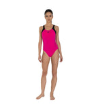 Women's Endurance+ Boom Splice Racerback One Piece Swimwear - Electric Pink & Black