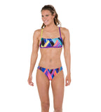 Women's Endurance+ Digital Printed Two Piece Bikini With X-Back - Purple & Green