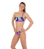 Women's Endurance+ Digital Printed Two Piece Bikini With X-Back - Purple & Green