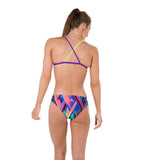 Women's Endurance+ Digital Printed Two Piece Bikini With X-Back - Purple & Green