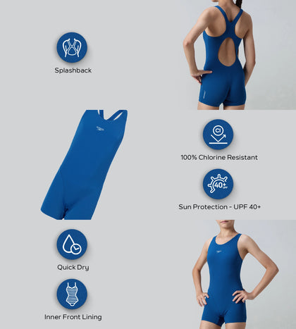 Girl's Endurance+ Essential Splashback Legsuit - Aegean Denim & Acadia Blue