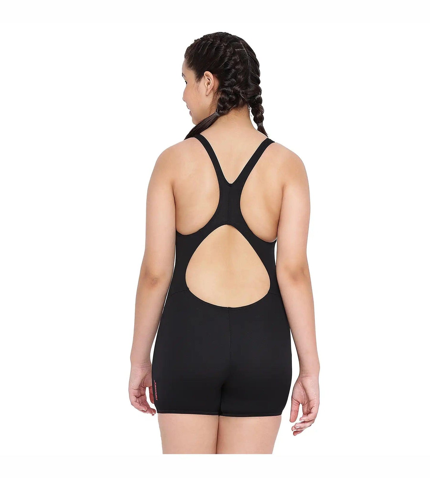 Girl's Essential Endurance+ Legsuit Swimwear - Black & Raspberry Fill_4