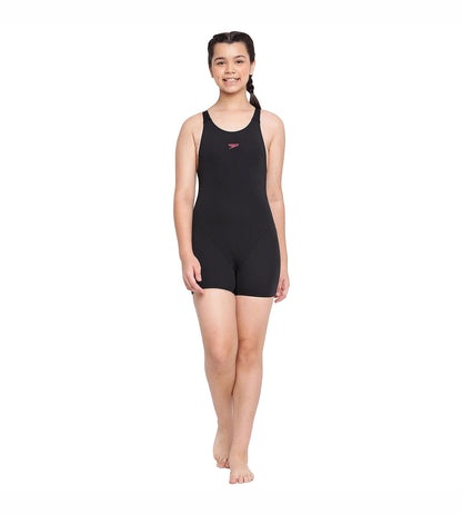 Girl's Essential Endurance+ Legsuit Swimwear - Black & Raspberry Fill_5