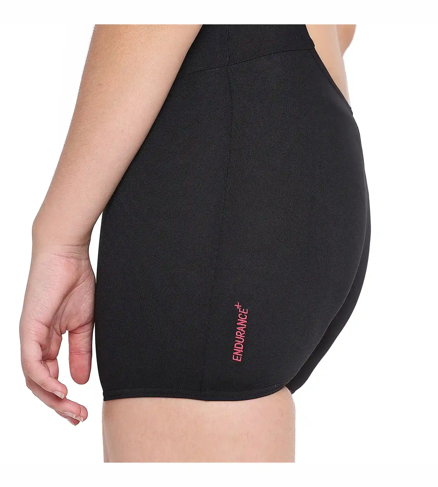 Girl's Essential Endurance+ Legsuit Swimwear - Black & Raspberry Fill_9