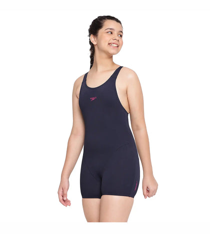 Girl's Essential Endurance+ Legsuit Swimwear - True Navy & Berry_2