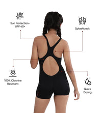 Girl's Endurance+ Essential Legsuit Swimwear - Black & Fandango Pink