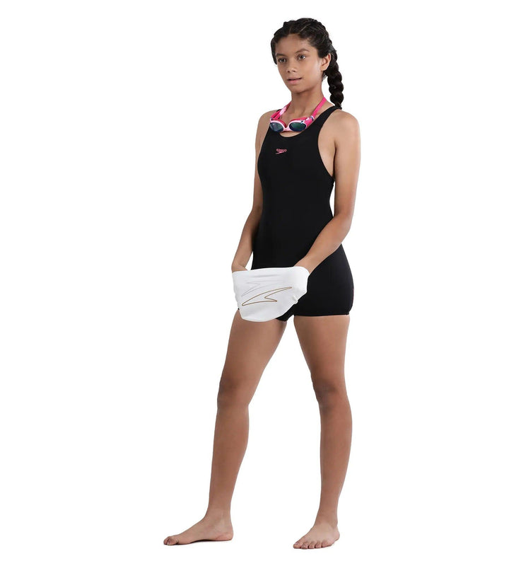 Girl's Essential Endurance+ Legsuit Swimwear - Black & Fandango Pink_5