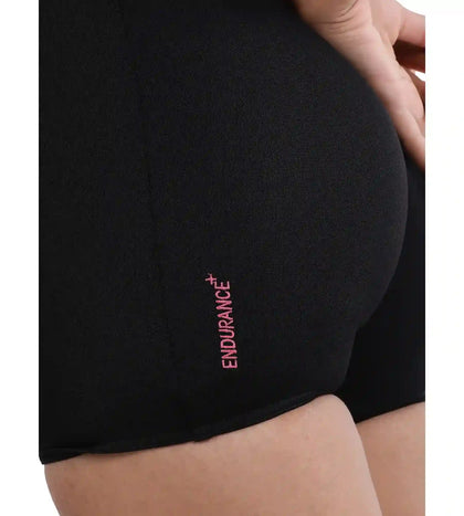 Girl's Essential Endurance+ Legsuit Swimwear - Black & Fandango Pink_7