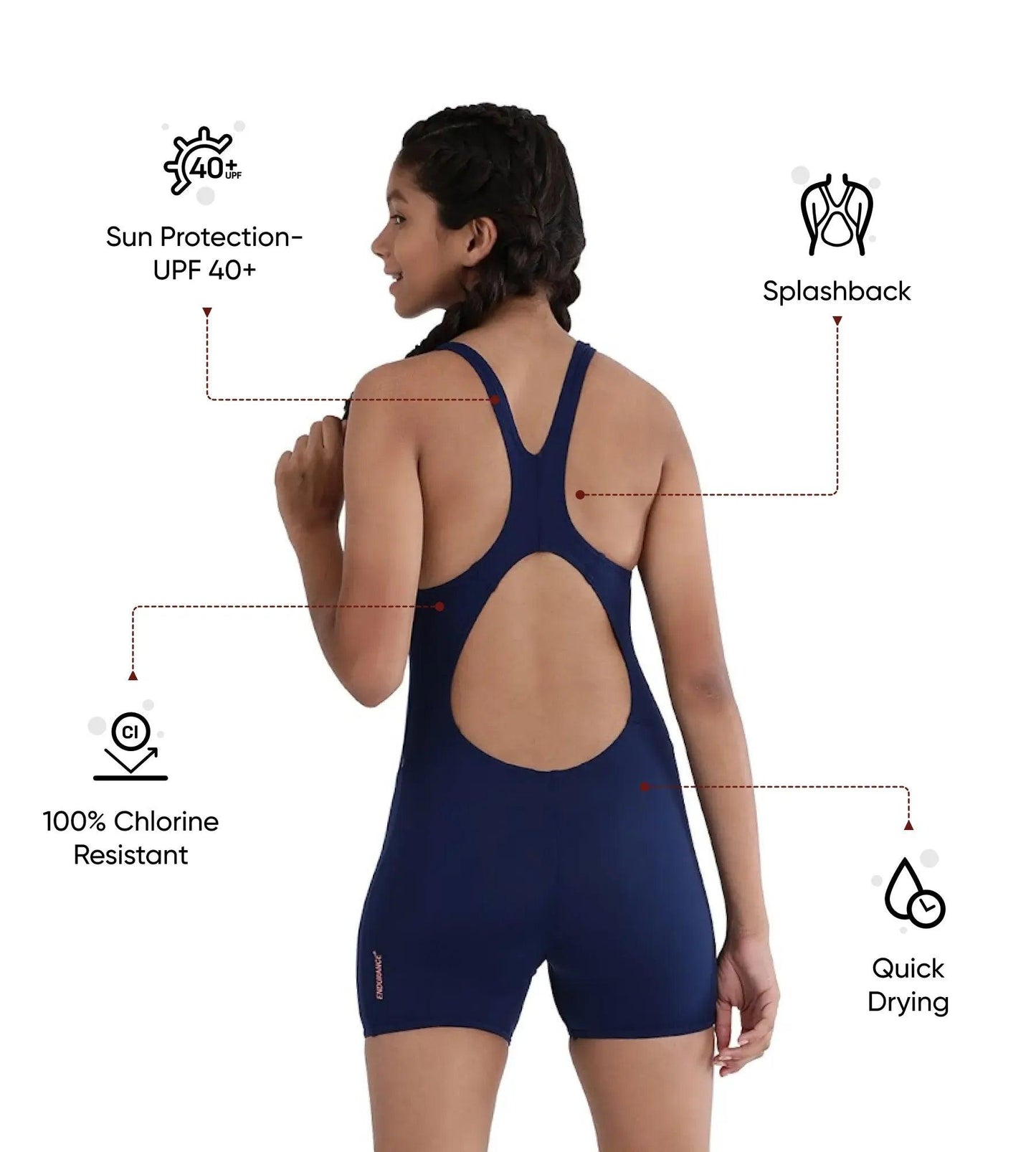 Girl's Endurance+ Essential Legsuit Swimwear - Cerulean Blue & Cupid Coral