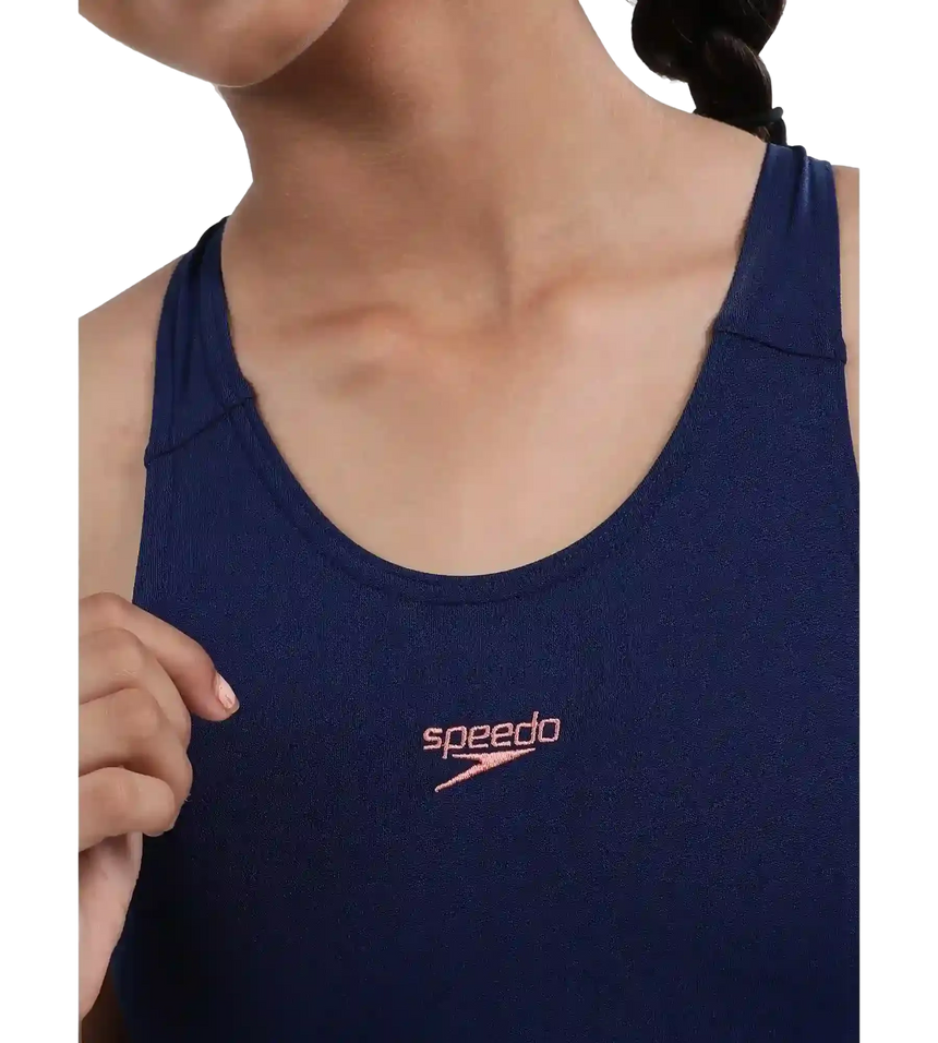 Girl's Endurance+ Essential Legsuit Swimwear - Cerulean Blue & Cupid Coral