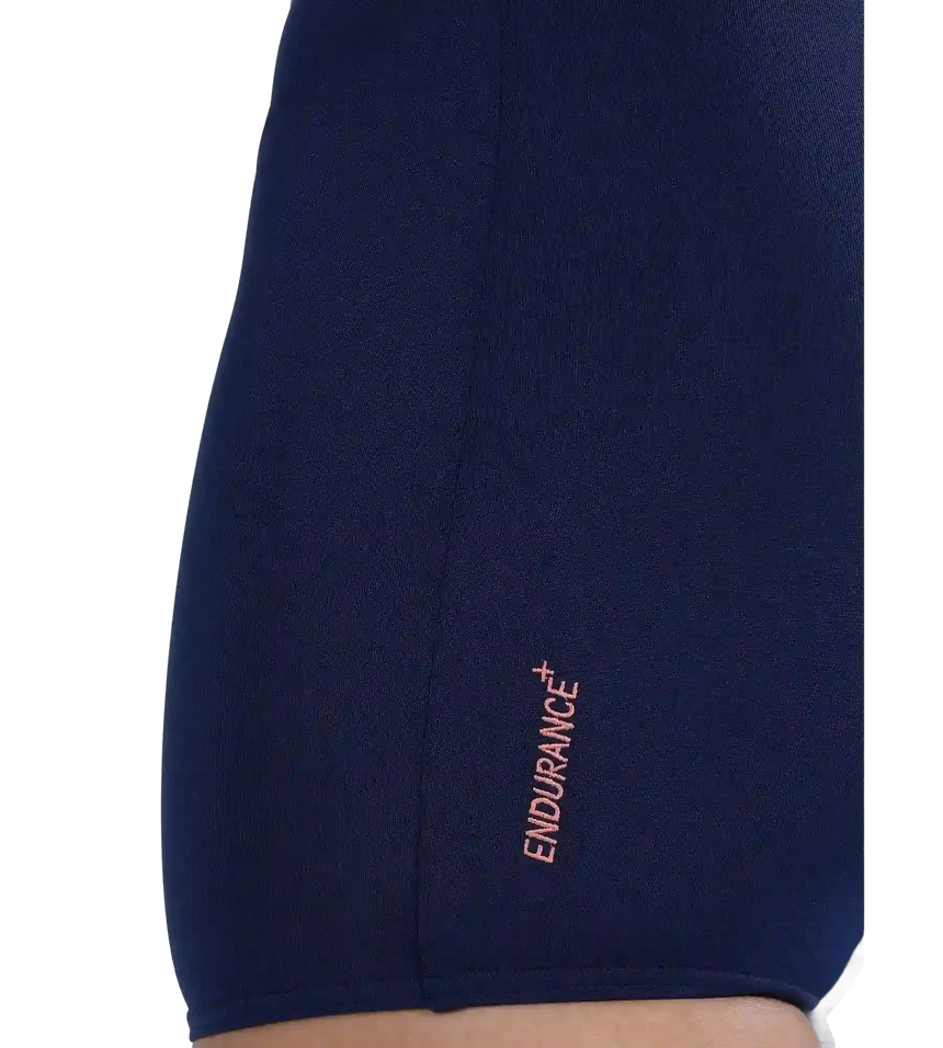 Girl's Endurance+ Essential Legsuit Swimwear - Cerulean Blue & Cupid Coral
