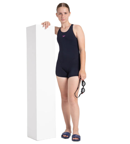 Girl's Endurance+ Essential Splashback Legsuit - True Navy & Neon Violet
