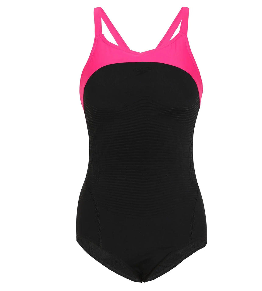Women's Endurance+ Powerform X-Back One Piece Swimwear - Black & Pink